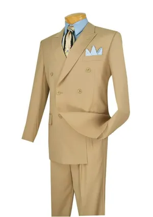 (36S, 38S, 50R, 54R, 54L, 58L) Double Breasted Suit 2 Piece Regular Fit in Beige