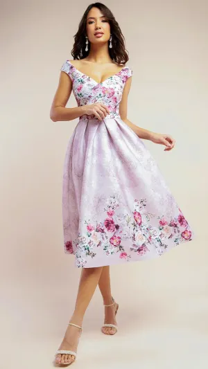 4-A1506 Saba Blush Floral Flare Dress