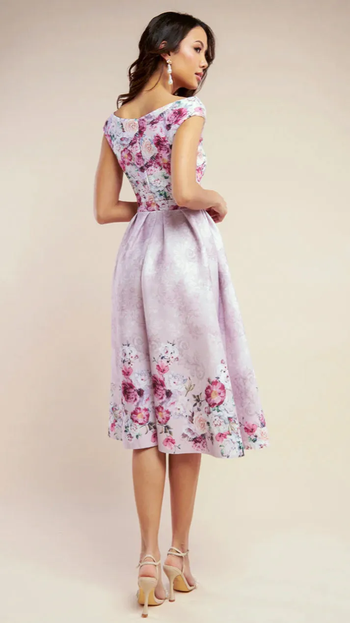 4-A1506 Saba Blush Floral Flare Dress