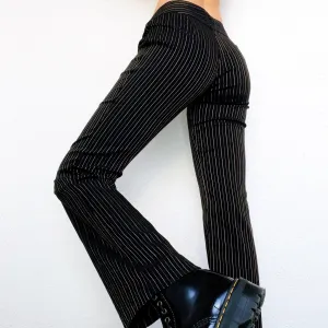 90s Black & Gold Pinstriped Pants (XS)