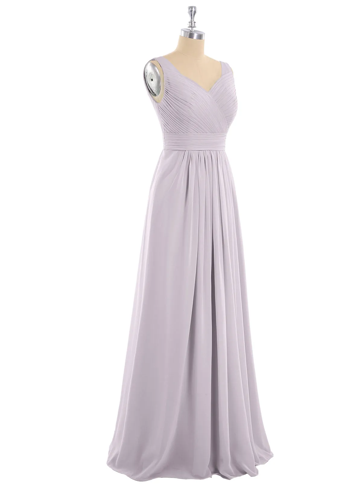 A-line Chiffon Floor Length V Neck Dresses Dusk Plus Size