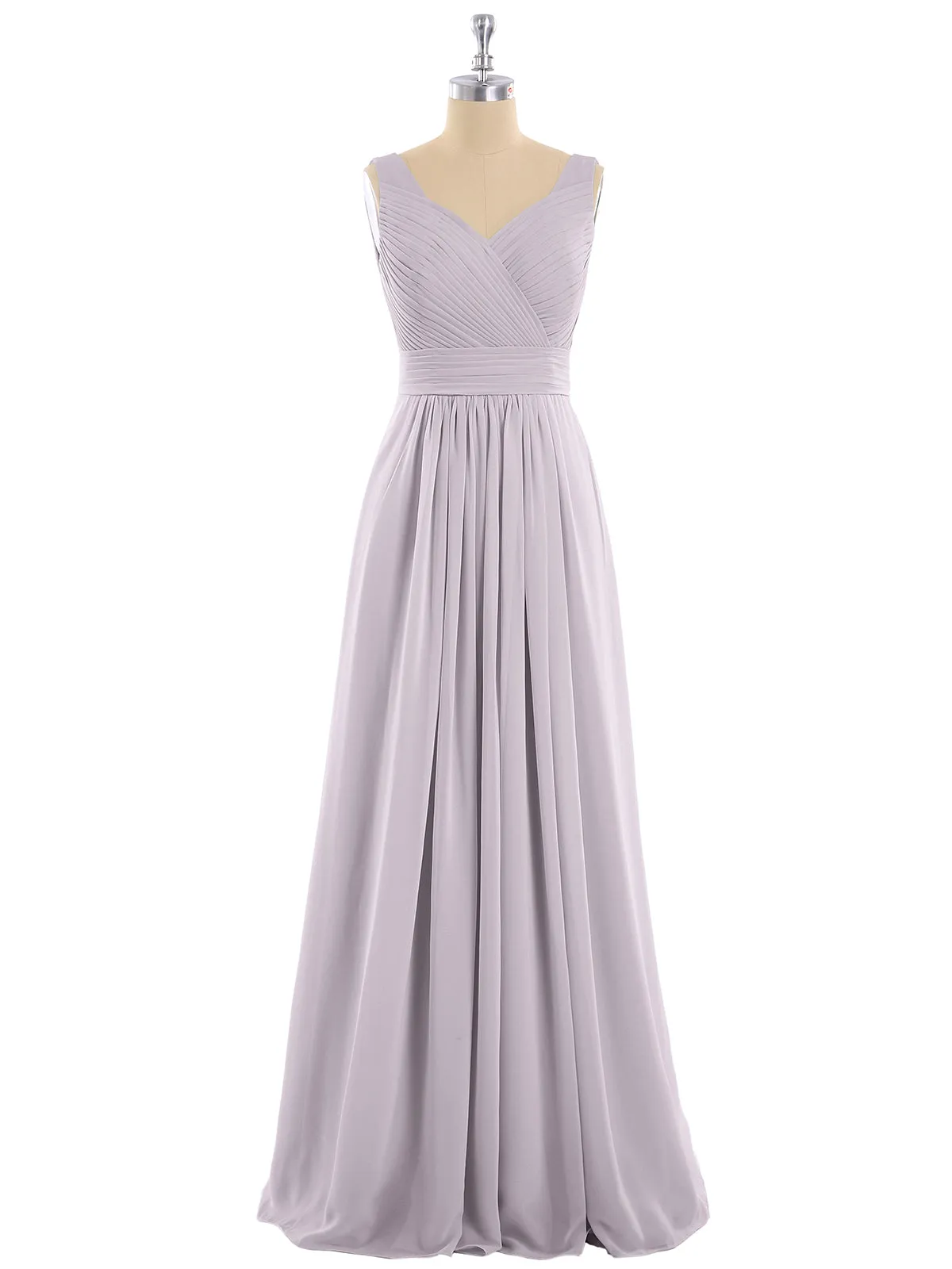 A-line Chiffon Floor Length V Neck Dresses Dusk Plus Size