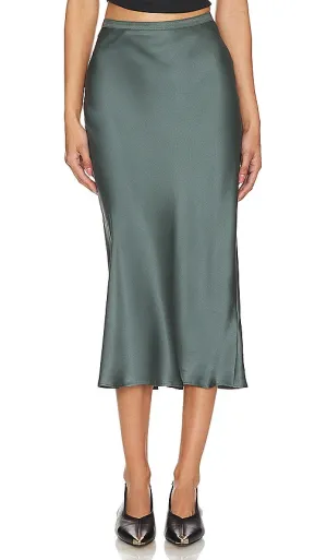ANINE BING Bar Silk Maxi Skirt in Sage
