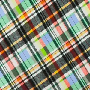 Black-Green-Muti Plaid Printed Stretch Polyspan Jersey Knit Fabric