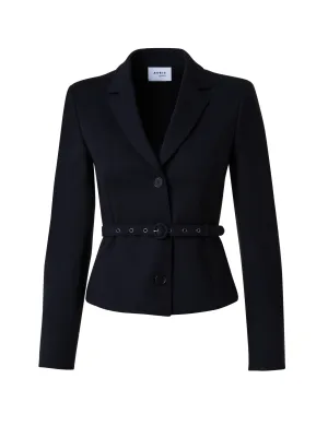 Black Wool Belted Classic Jacket