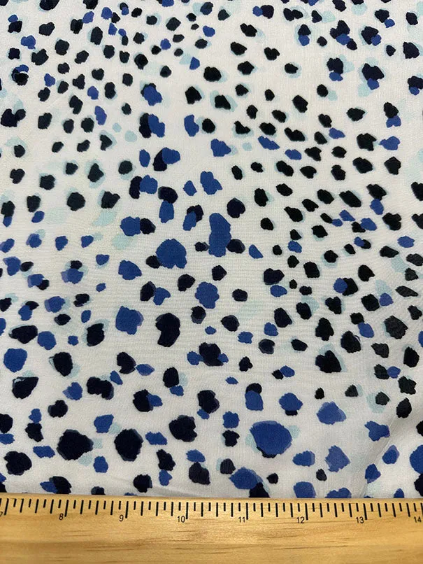 Blue Cheetah Print Rayon Lawn Fabric