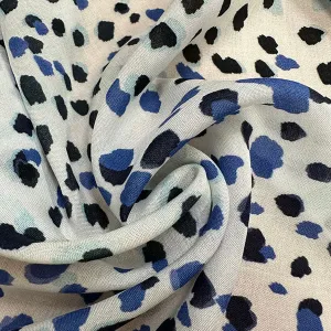 Blue Cheetah Print Rayon Lawn Fabric