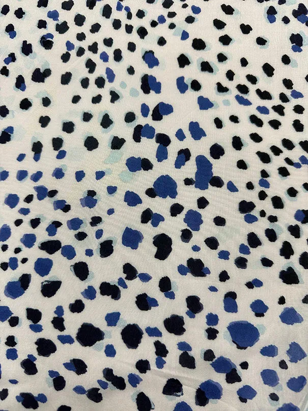 Blue Cheetah Print Rayon Lawn Fabric