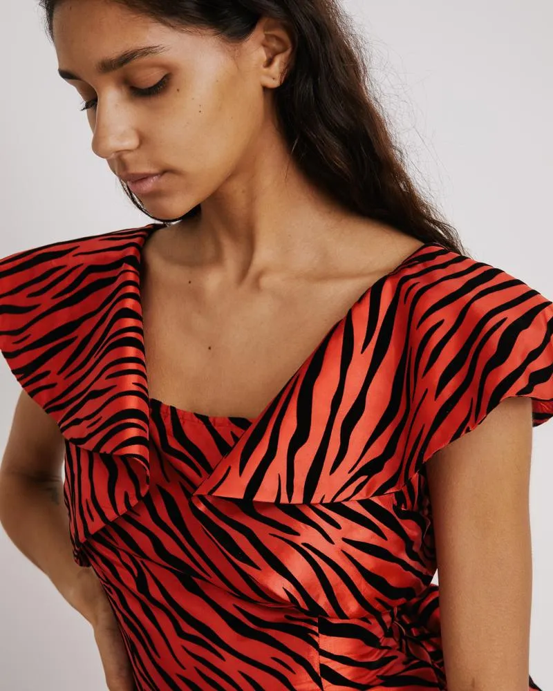 Bow Dress in Red Zebra