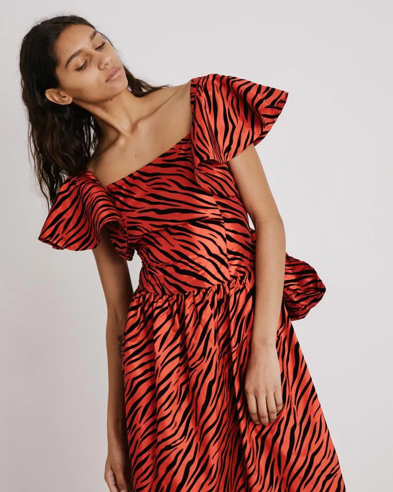 Bow Dress in Red Zebra