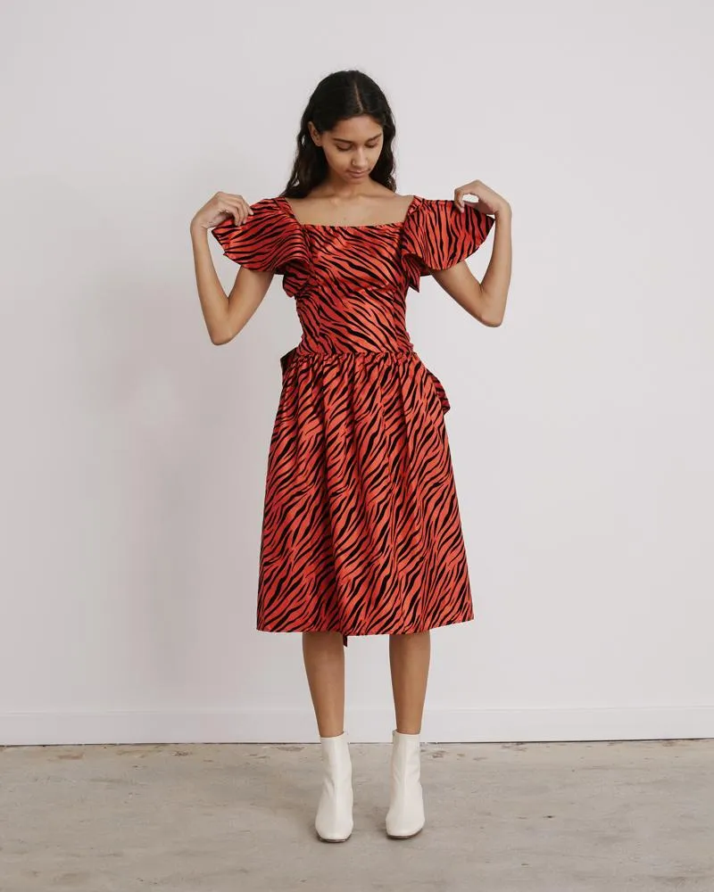 Bow Dress in Red Zebra