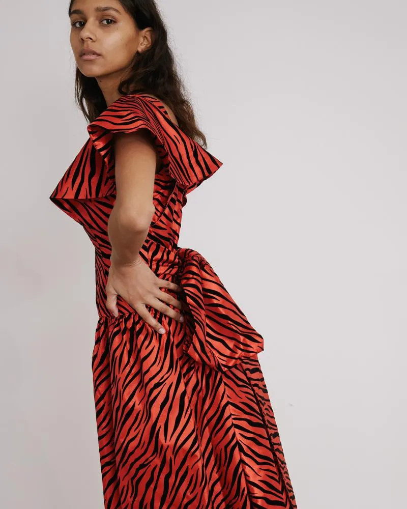 Bow Dress in Red Zebra