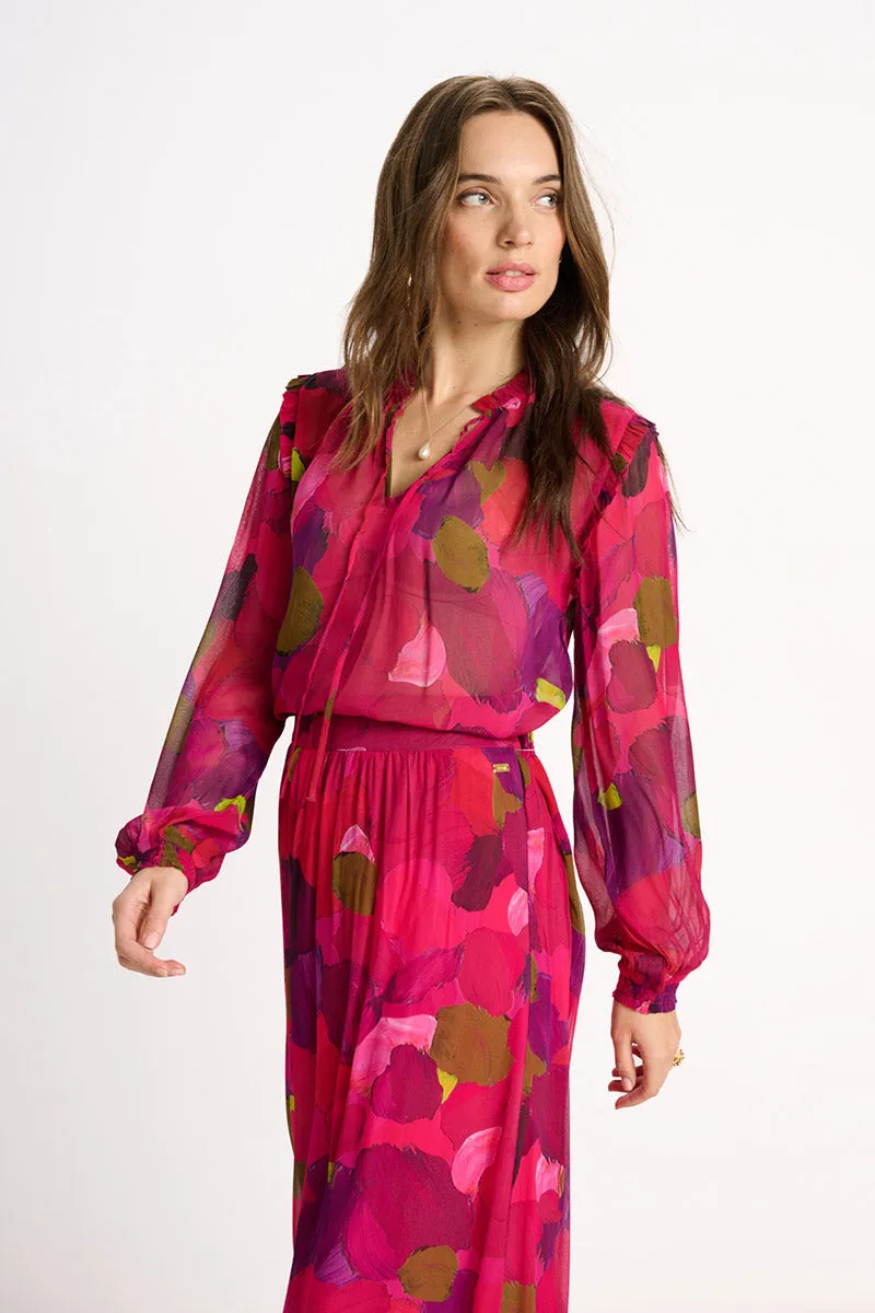 Brushwork Blouse SP7395 in Firey Pink by POM Amsterdam