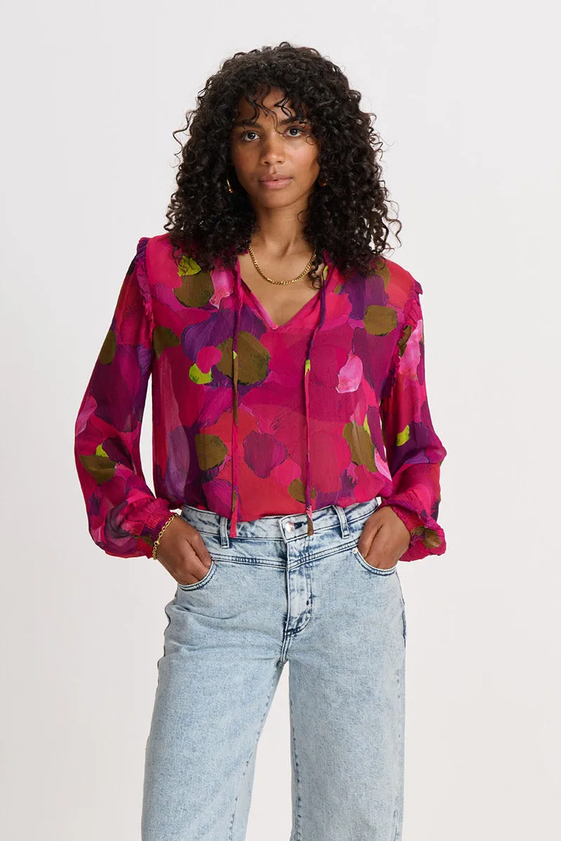 Brushwork Blouse SP7395 in Firey Pink by POM Amsterdam