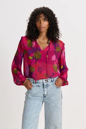 Brushwork Blouse SP7395 in Firey Pink by POM Amsterdam