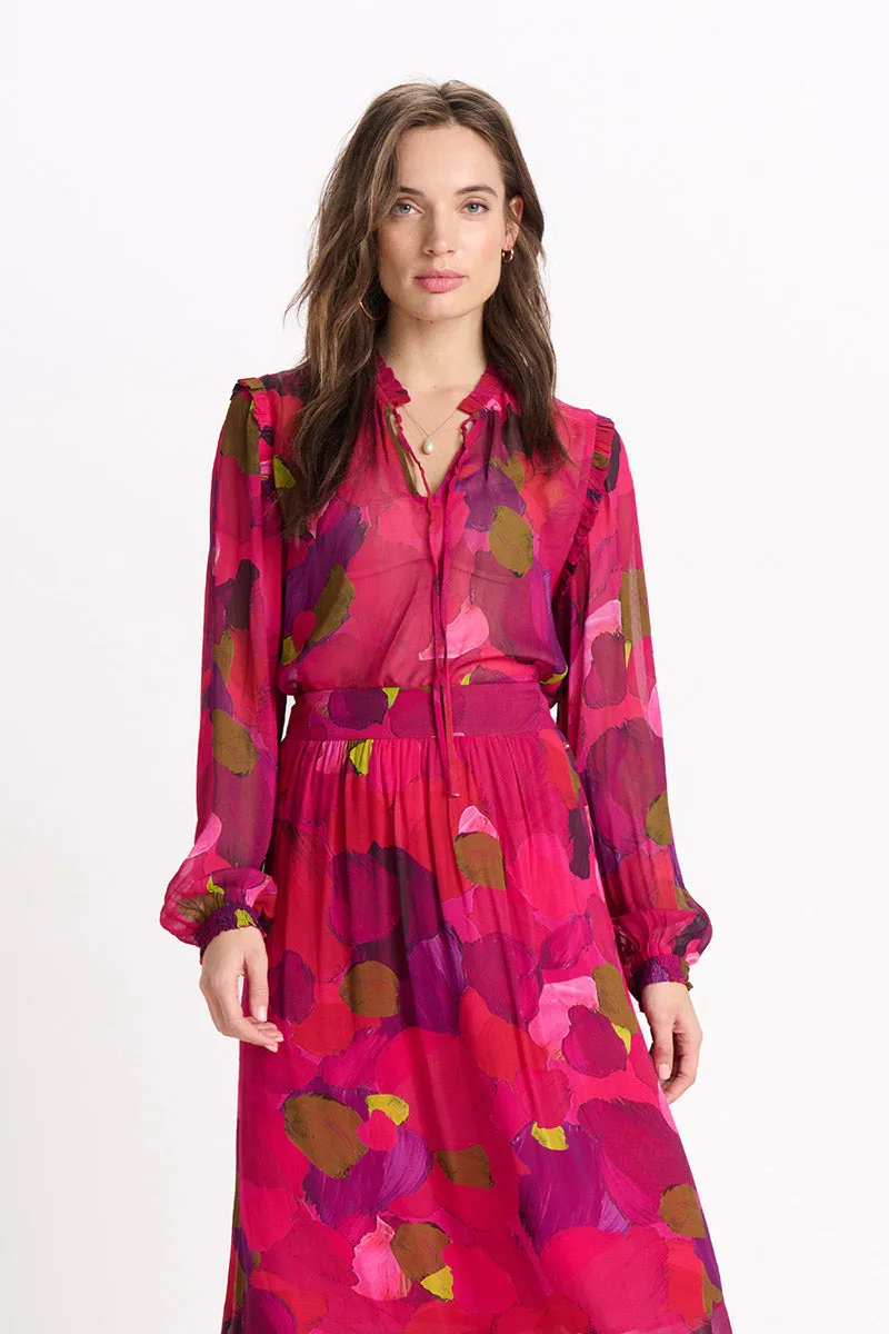 Brushwork Blouse SP7395 in Firey Pink by POM Amsterdam