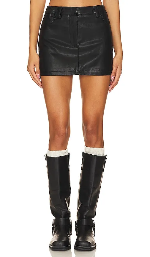 BY.DYLN Tobaias Faux Leather Skirt in Black