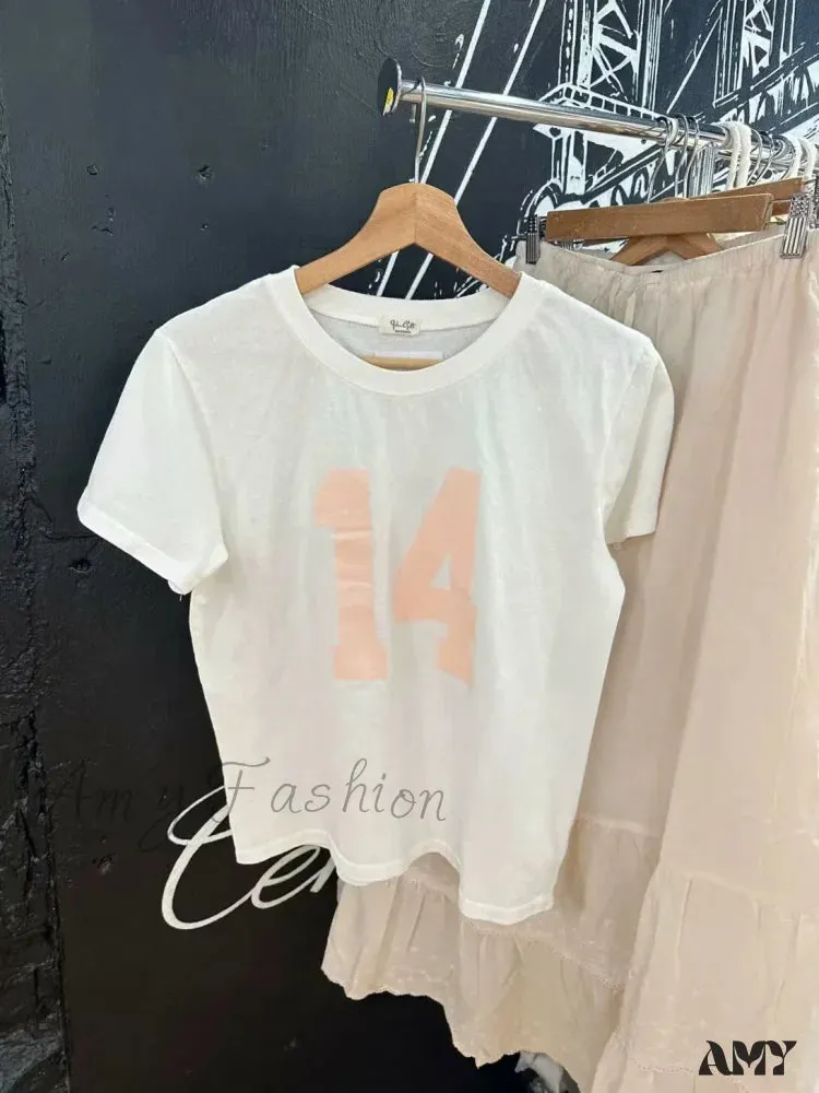 Casual Soft Cotton Black Printed O Neck Short Sleeves Chic Summer Crop Top