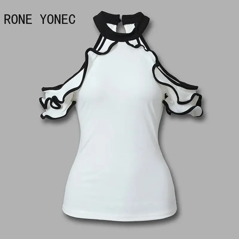 Chic Halter Off Shoulder Short Sleeve Basic Top