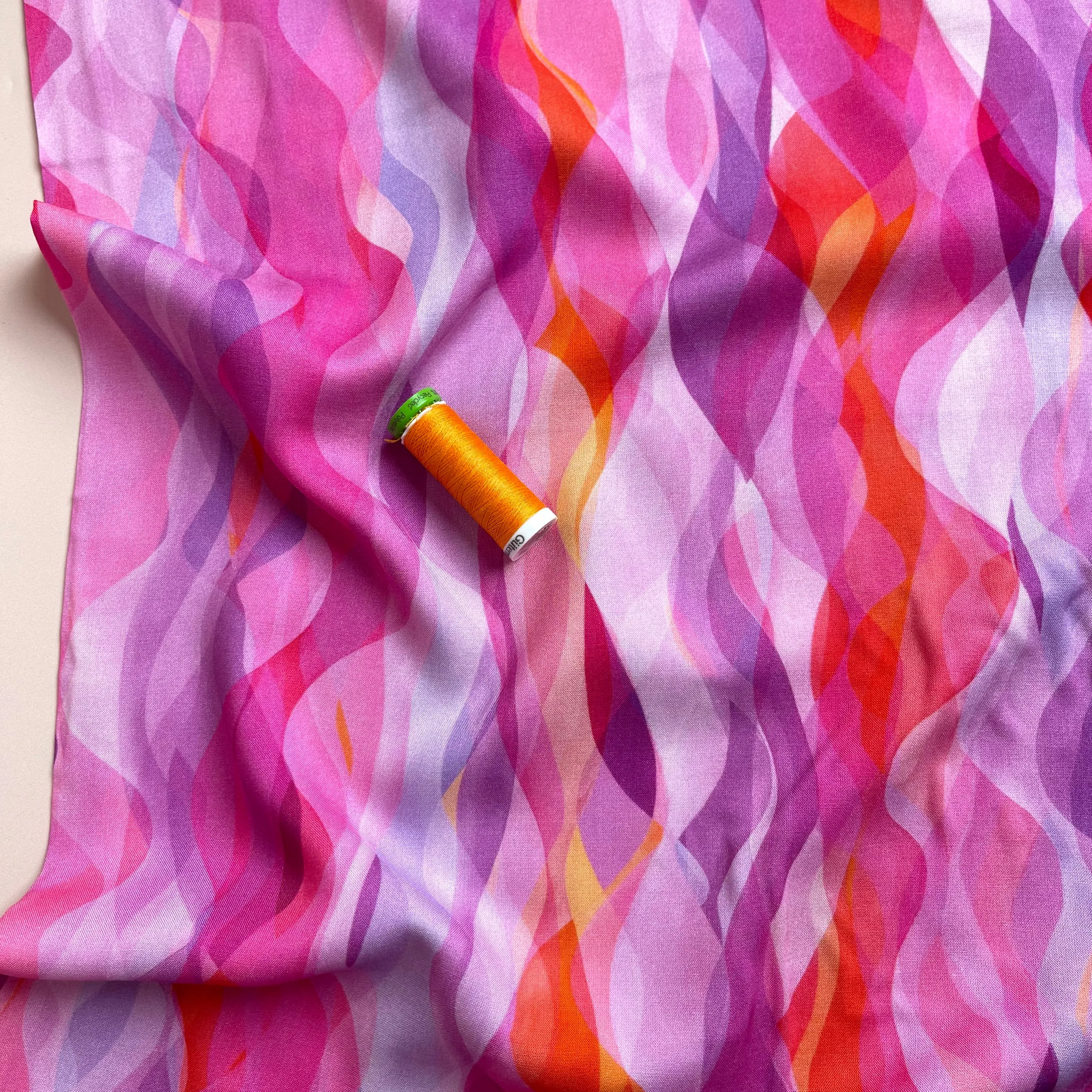 Chroma Rose Waves Rayon Fabric
