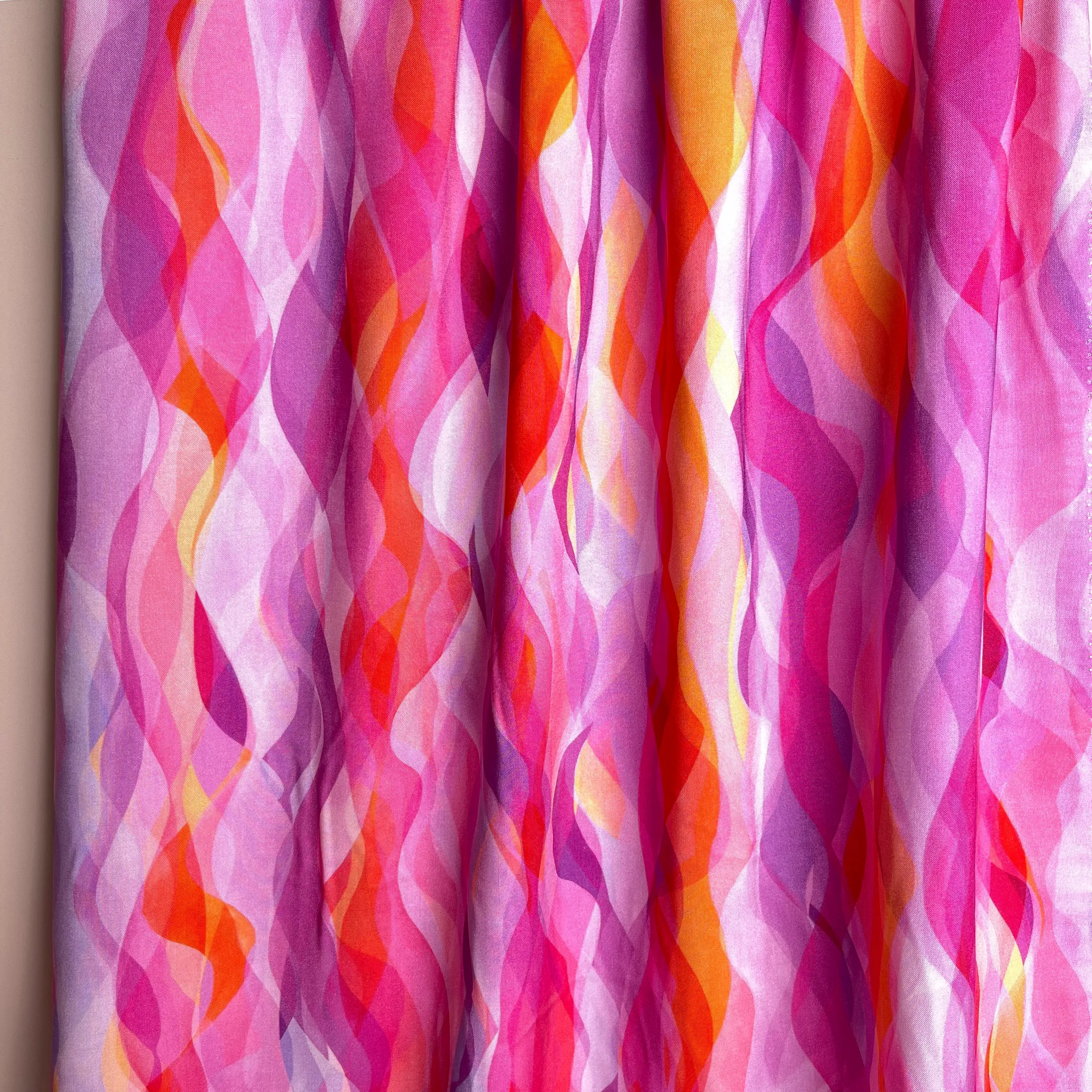 Chroma Rose Waves Rayon Fabric