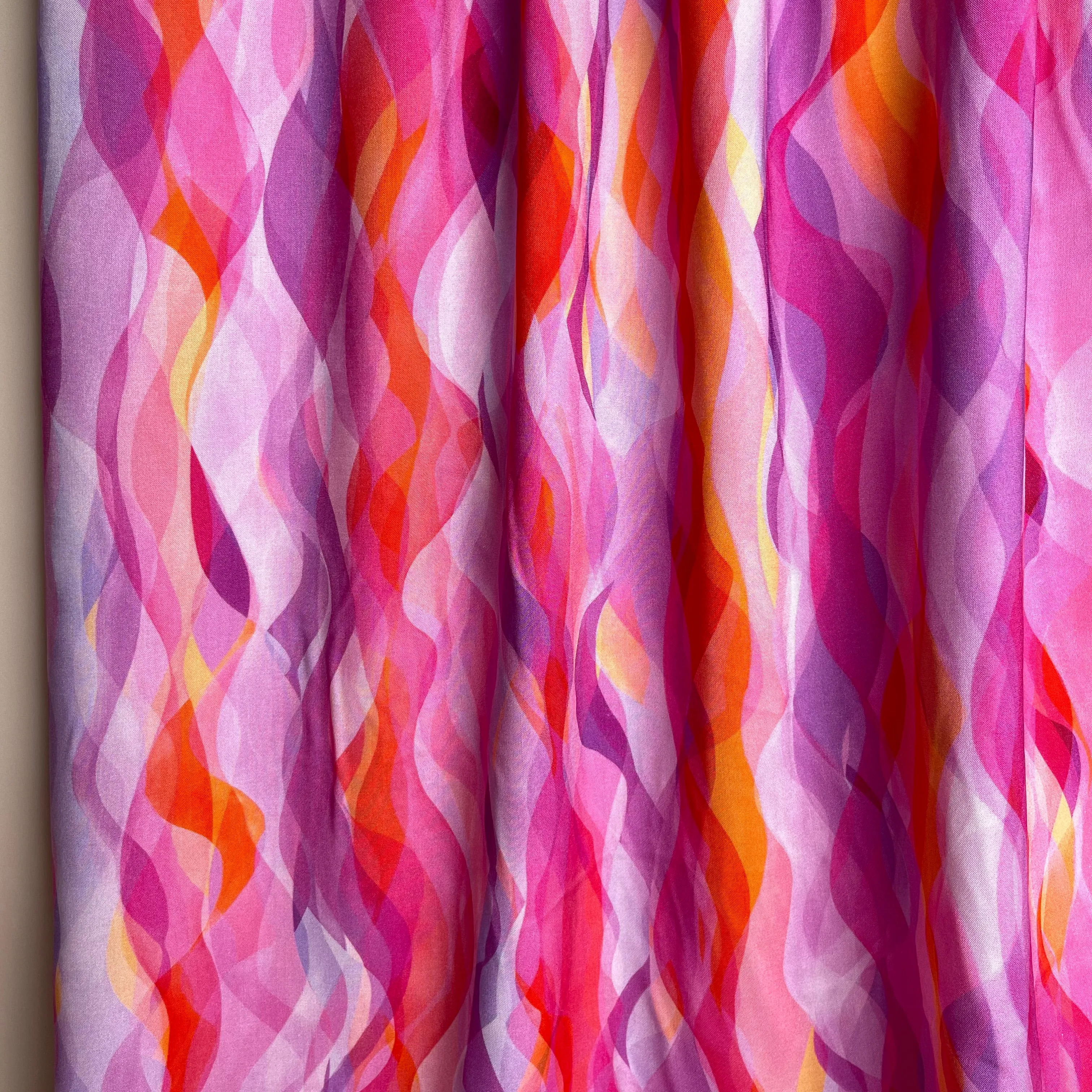 Chroma Rose Waves Rayon Fabric