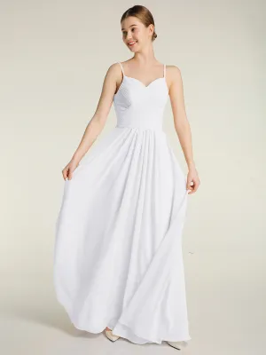 Cross Pleated Bodice Spaghetti Strap Dresses White Plus Size