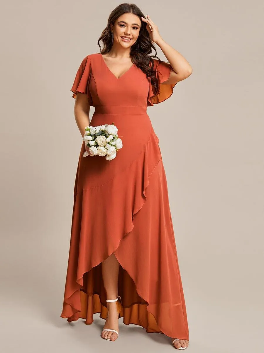 Custom Size Flowy Chiffon Ruffled Bridesmaid Dress