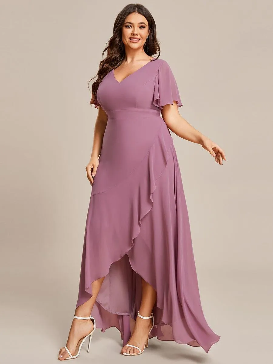 Custom Size Flowy Chiffon Ruffled Bridesmaid Dress