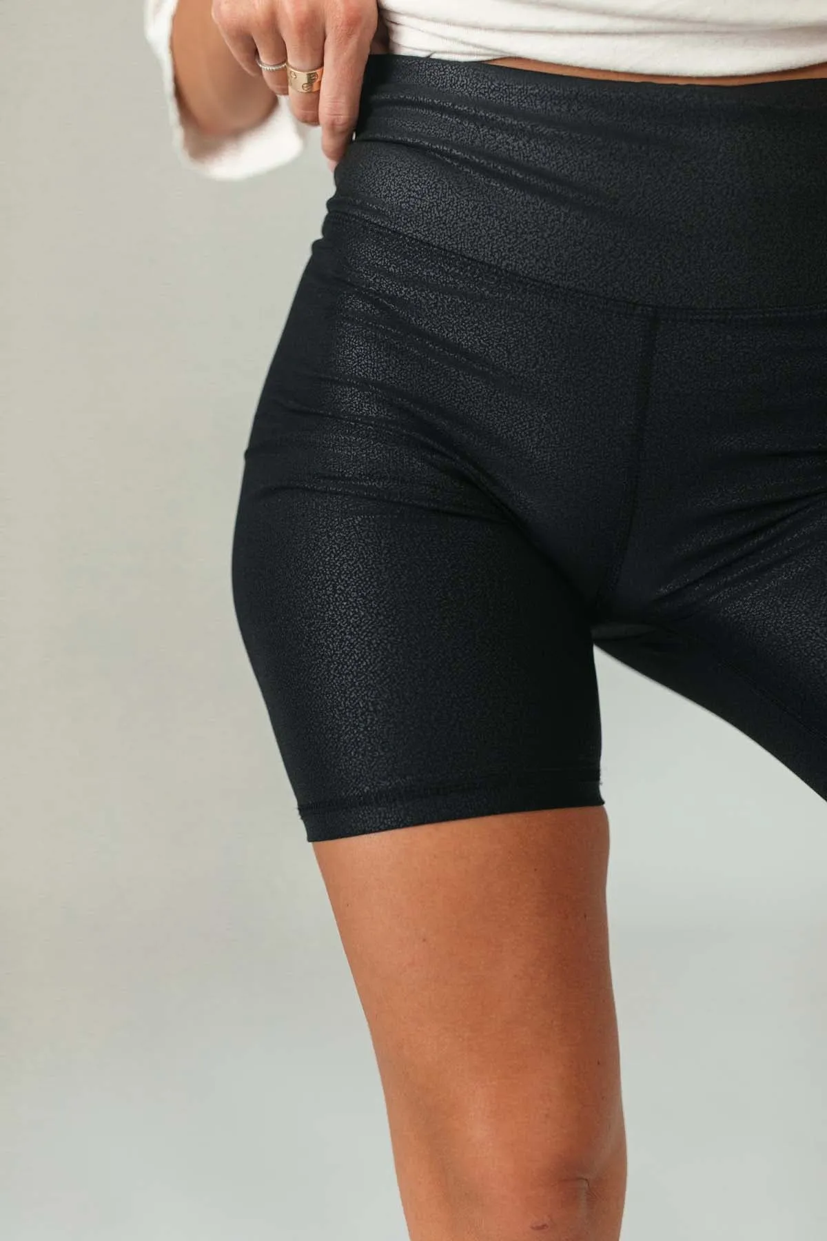 Delaney Faux Leather Biker Shorts