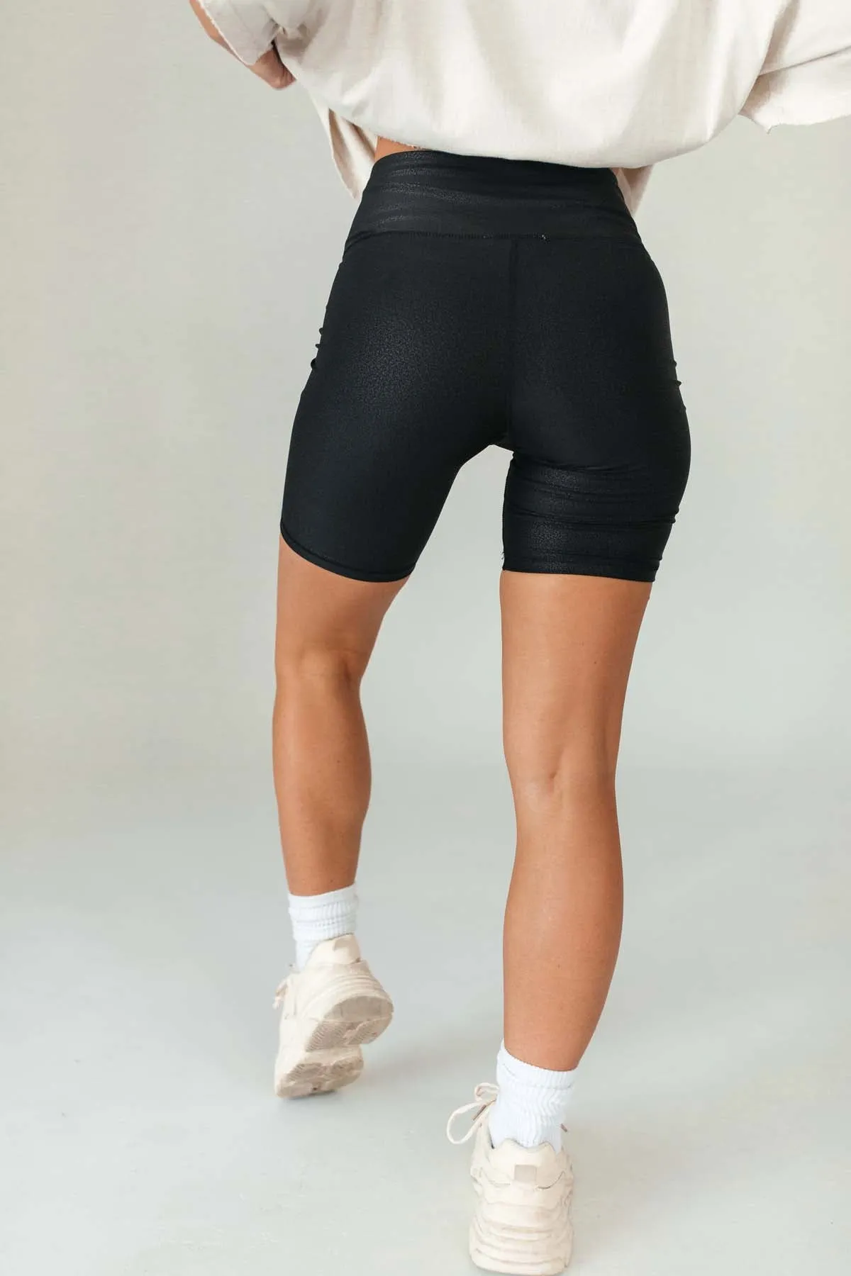 Delaney Faux Leather Biker Shorts