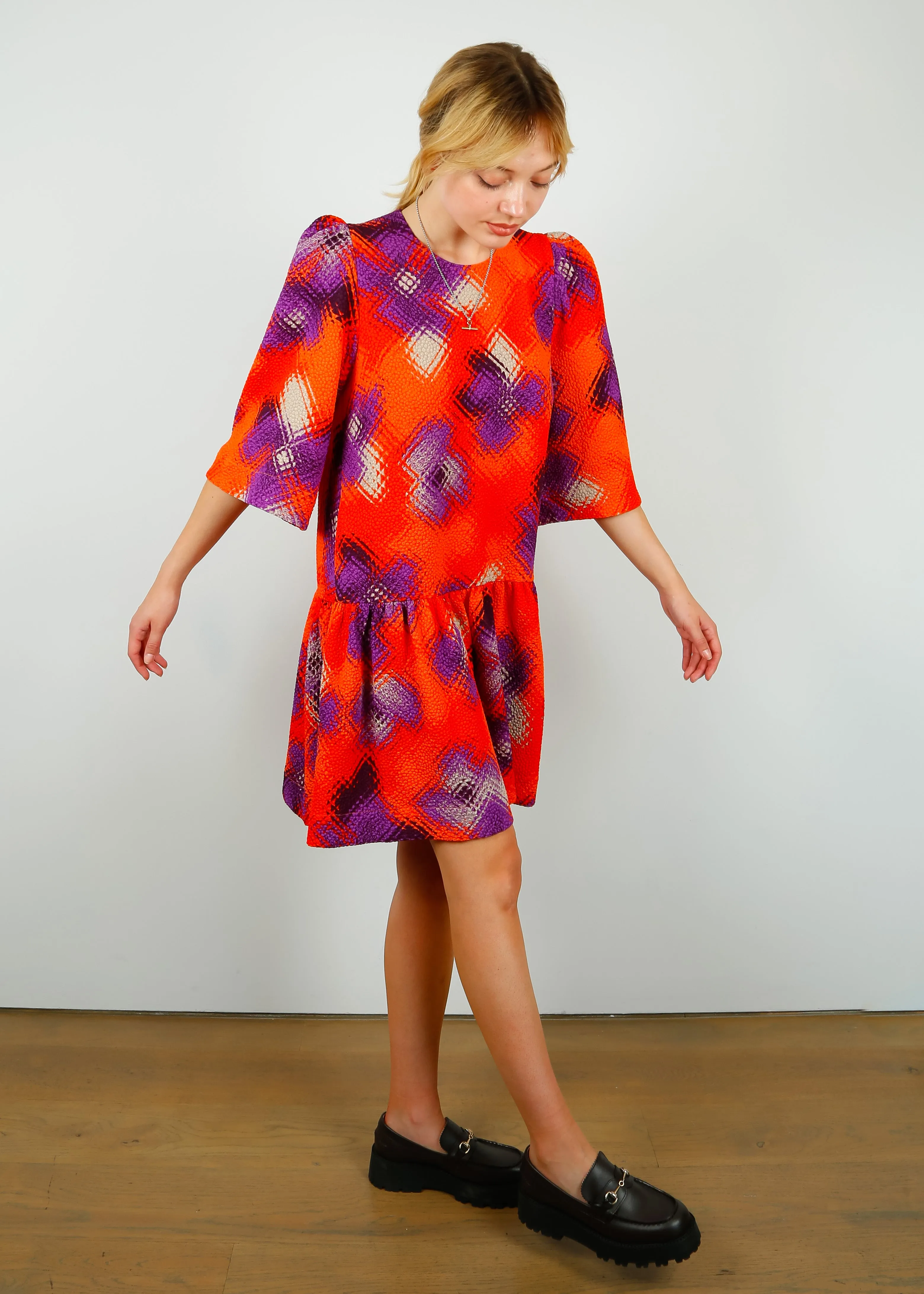 EA Eclown Wide Sleeve Mini Dress in Peach Passion
