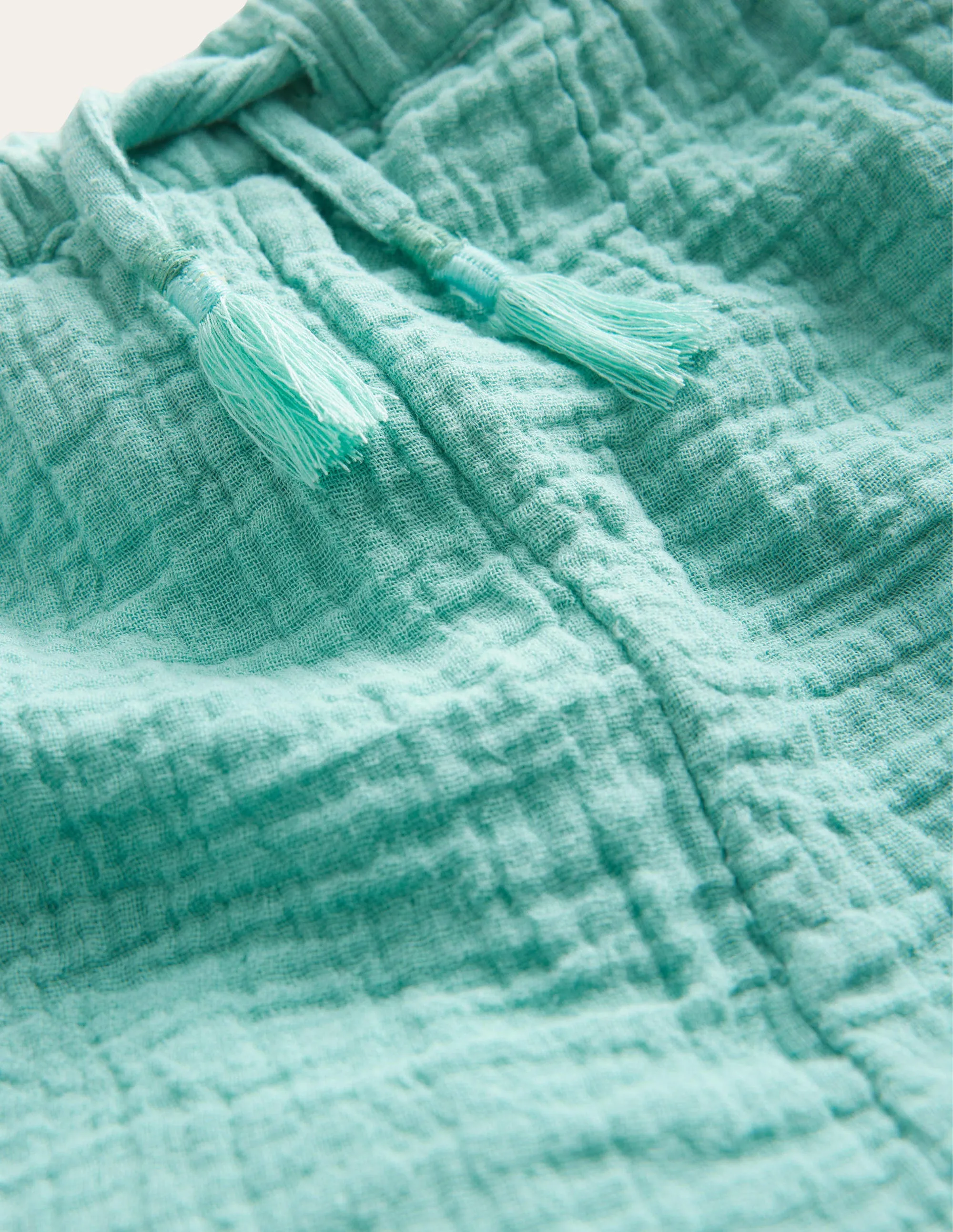 Embroidered Hem Shorts-Aqua Sea