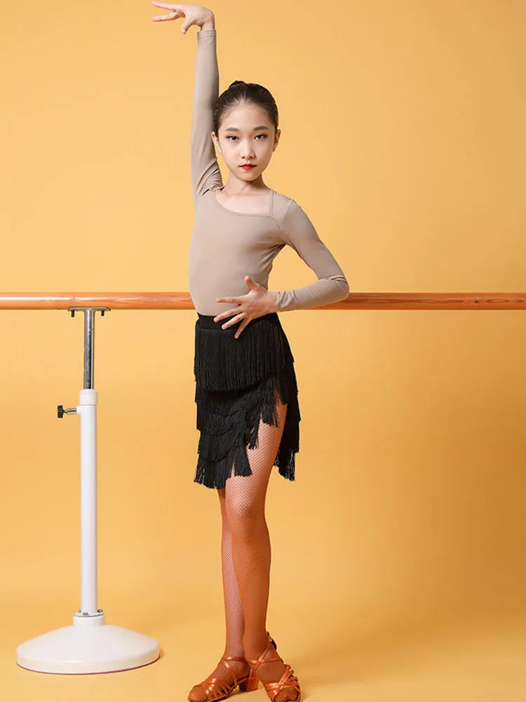 Fall/Winter Square-neck Long-sleeved Tops Latin Dance Practice Clothes