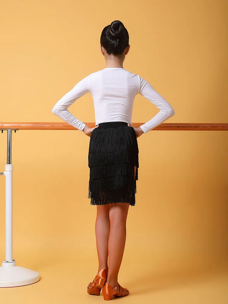 Fall/Winter Square-neck Long-sleeved Tops Latin Dance Practice Clothes