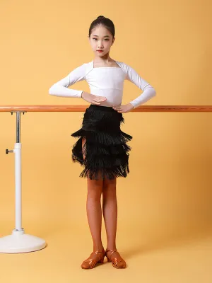 Fall/Winter Square-neck Long-sleeved Tops Latin Dance Practice Clothes
