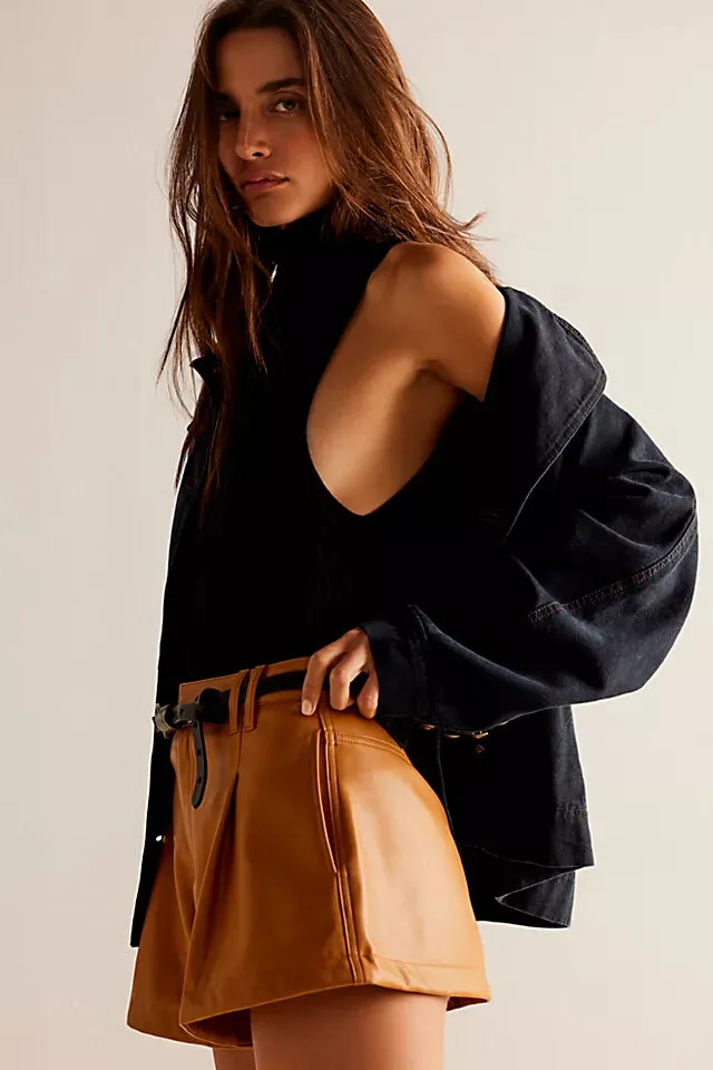 Free People We The Free Free Reign Vegan Shorts in Brown
