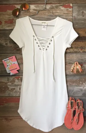 Fun in the Sun Tie Dress: White