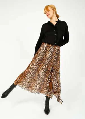 GANNI F8696 Leopard Flounce Skirt