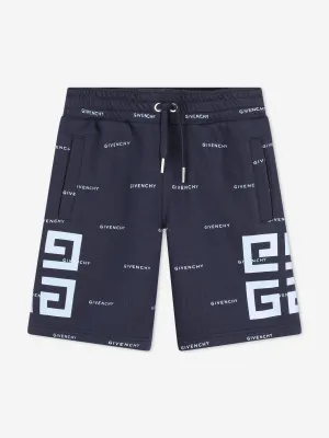 Givenchy Boys 4G Logo Bermuda Shorts in Navy