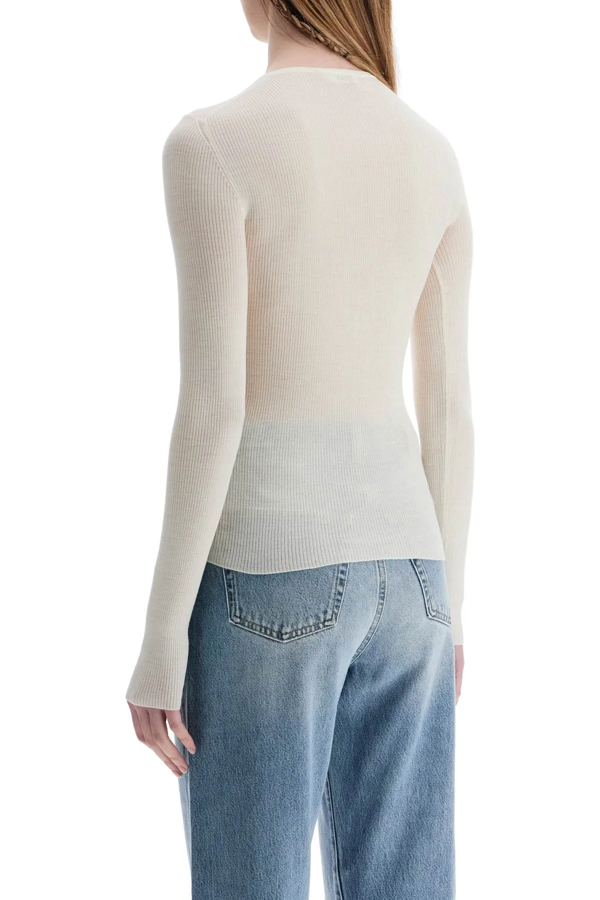 glaze color wool top with v-neck