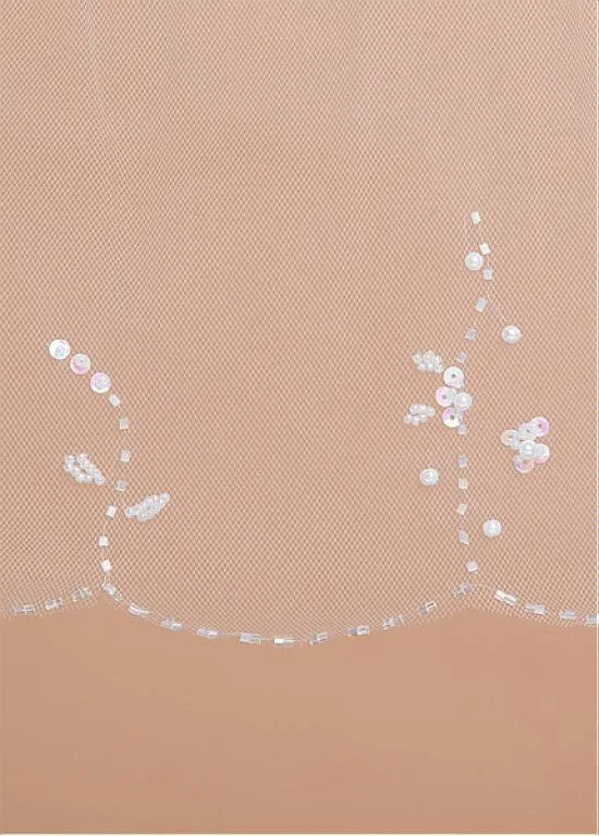 Graceful  Tulle Short Wedding Veil With Beadings & Sequins, WV0115