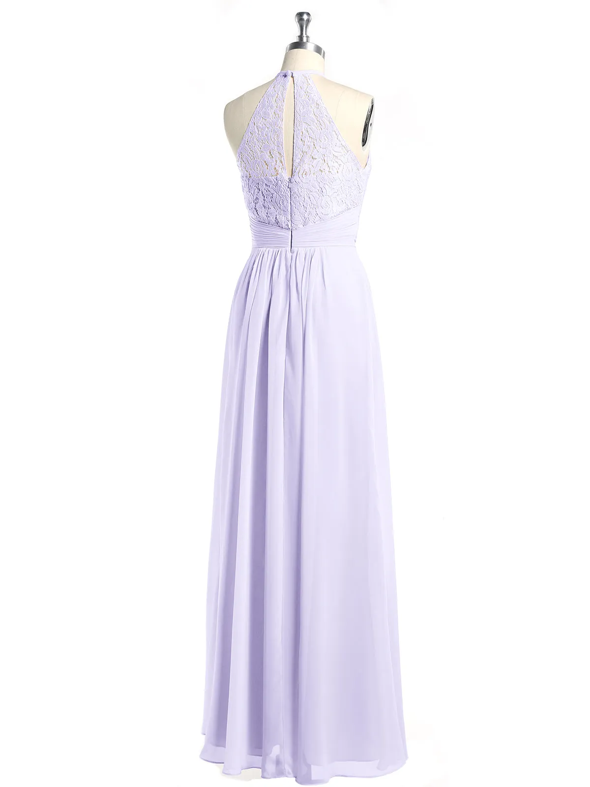 Halter Chiffon And Lace Long Dresses Lilac