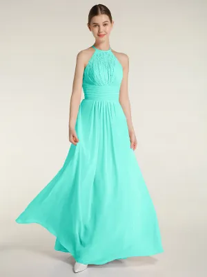 Halter Chiffon And Lace Long Dresses Spa Plus Size