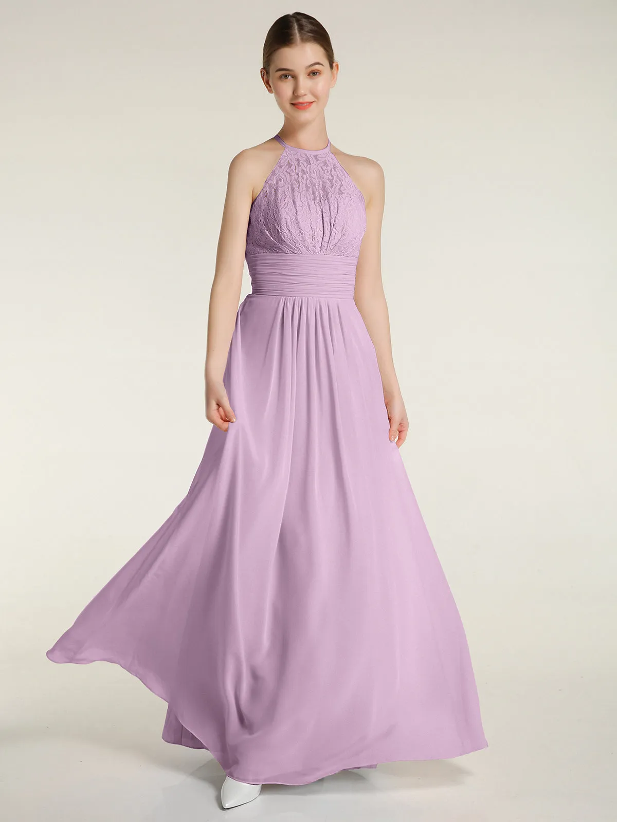 Halter Chiffon And Lace Long Dresses Wisteria Plus Size