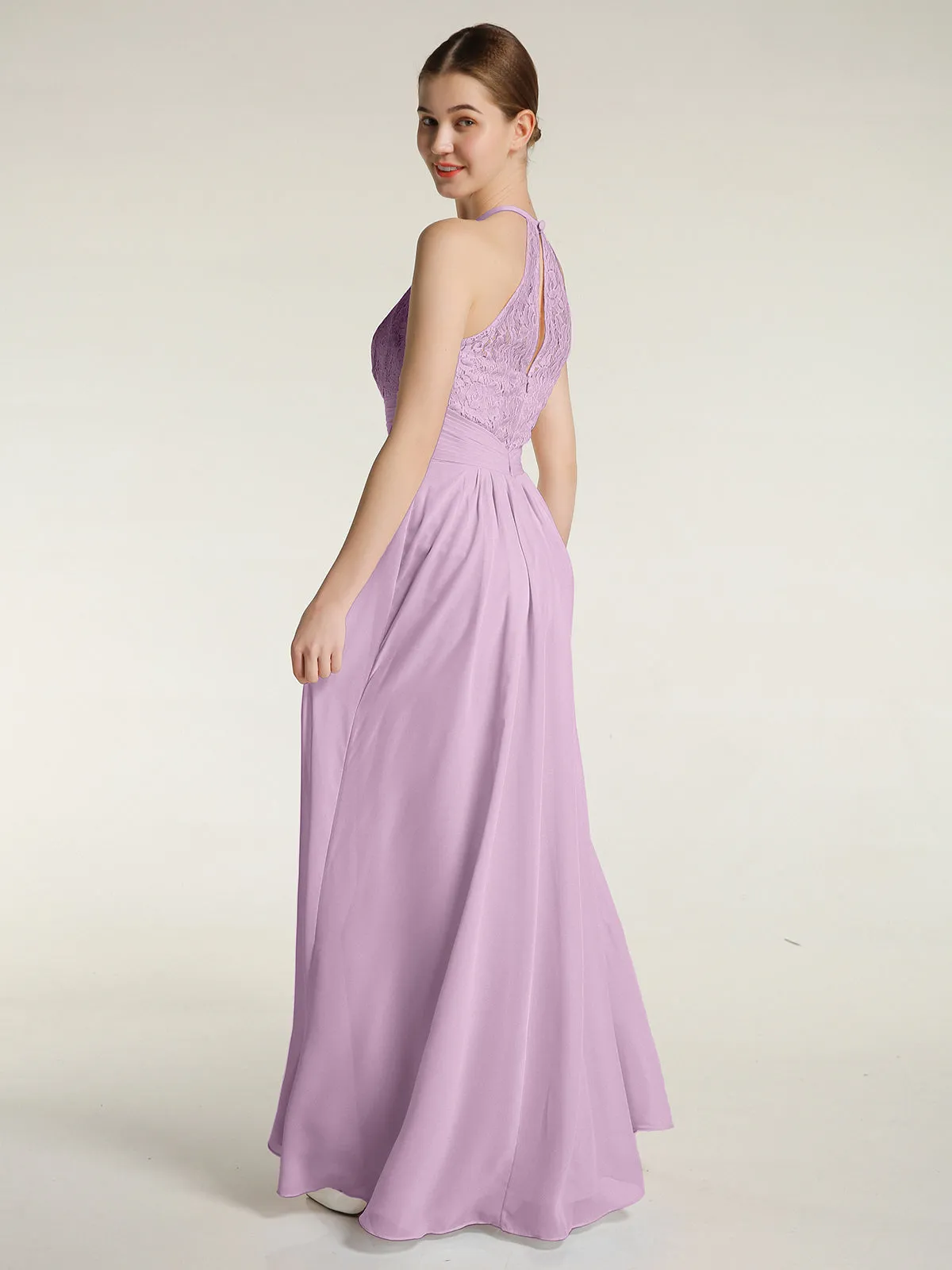 Halter Chiffon And Lace Long Dresses Wisteria Plus Size
