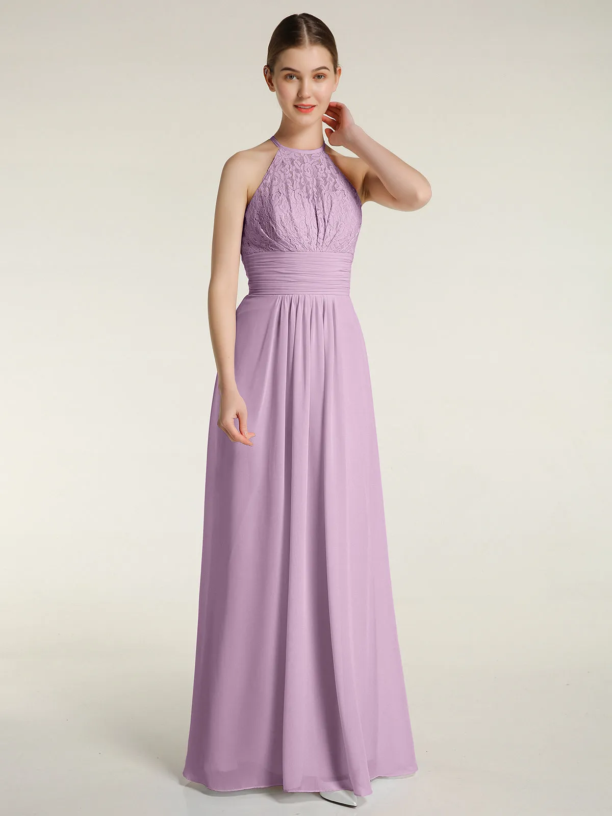 Halter Chiffon And Lace Long Dresses Wisteria Plus Size