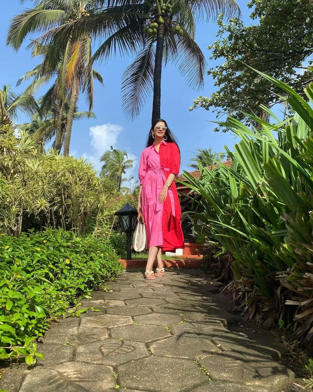 Hanna Khan in rosé dress