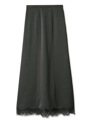 Hem Lace Satin Pencil Skirt