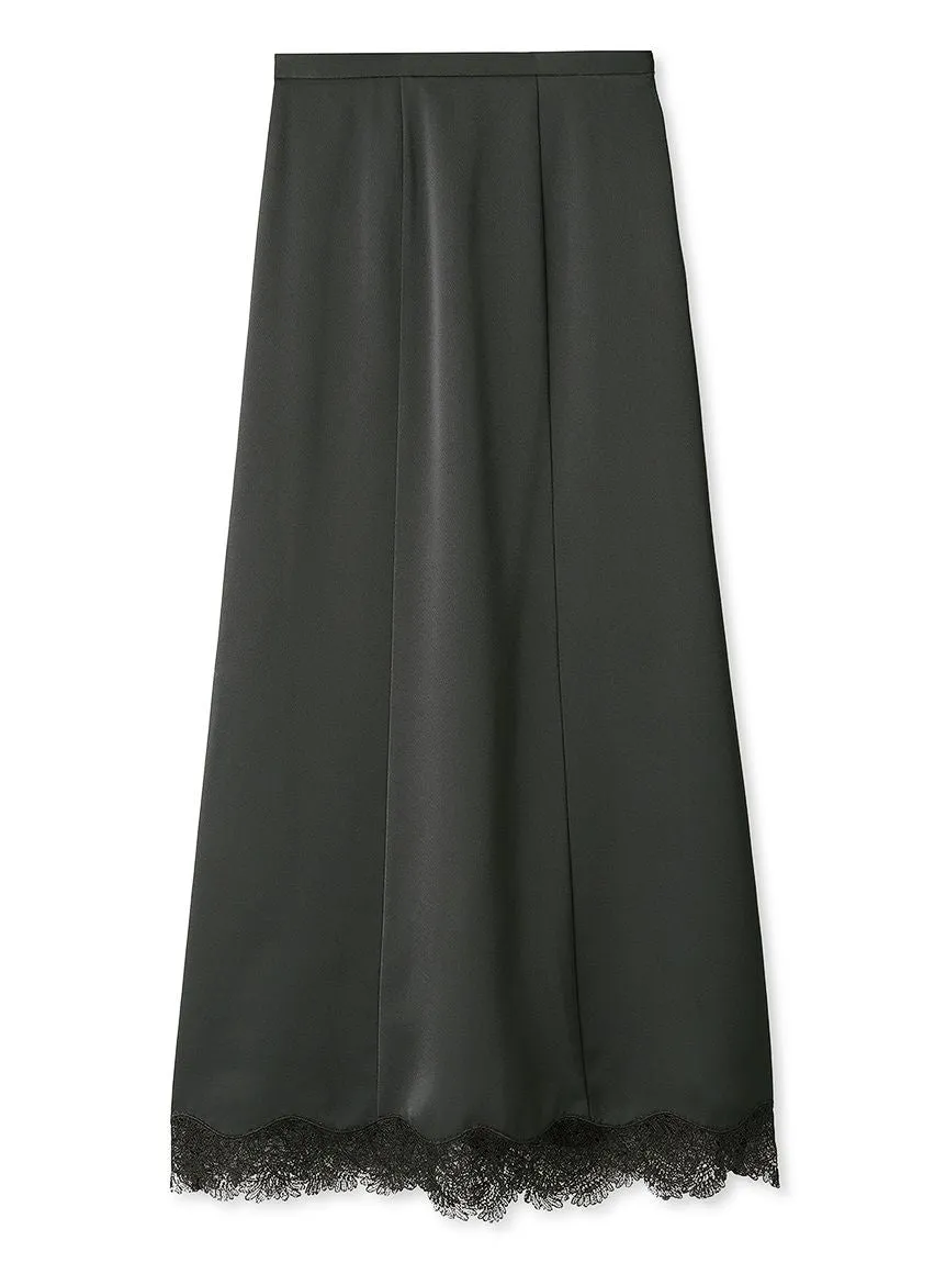 Hem Lace Satin Pencil Skirt
